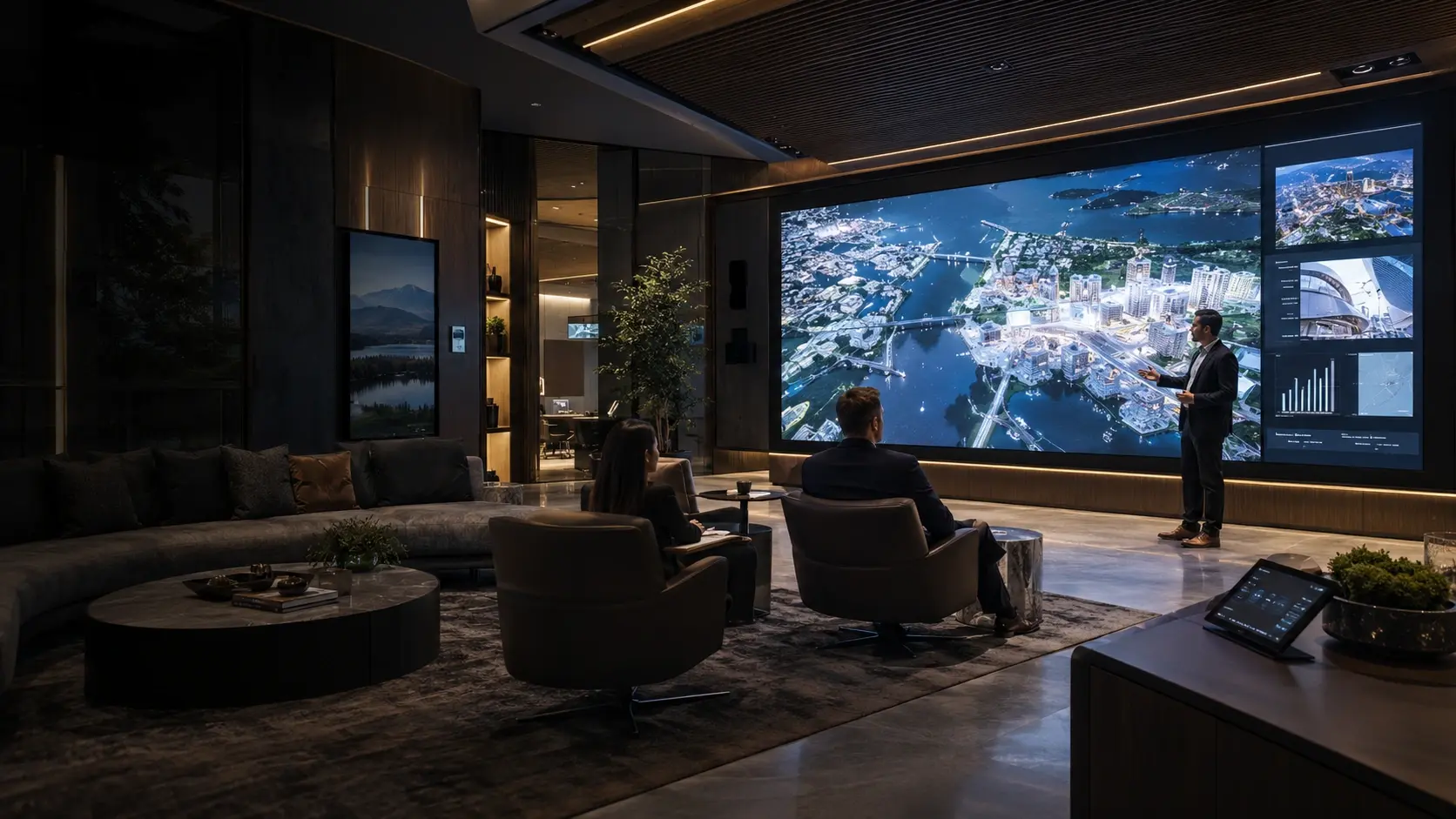 Integrated enterprise AV presentation environment with large-scale visualization and professional control systems