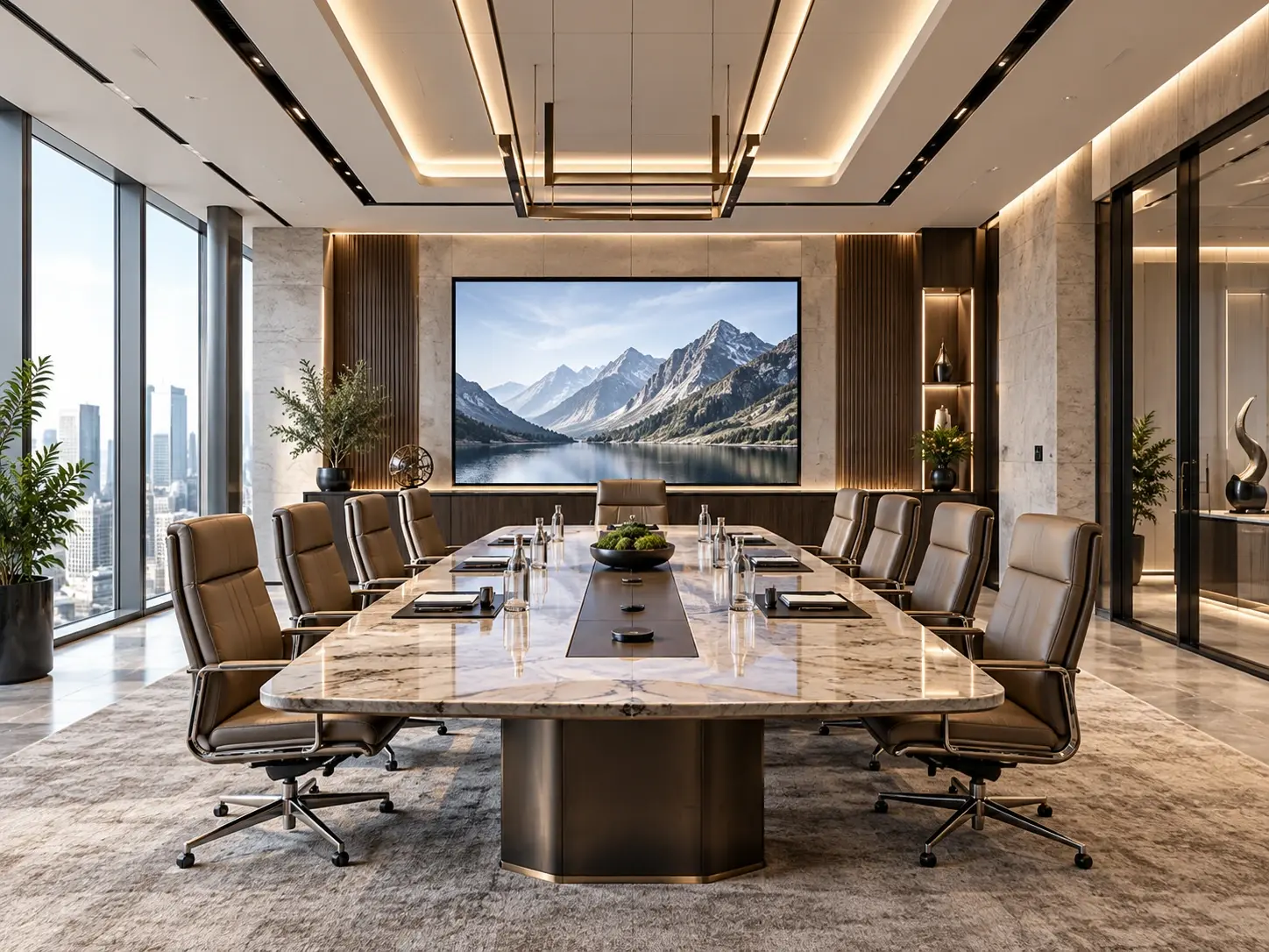 Premium smart boardroom with integrated presentation, conferencing and room control technology