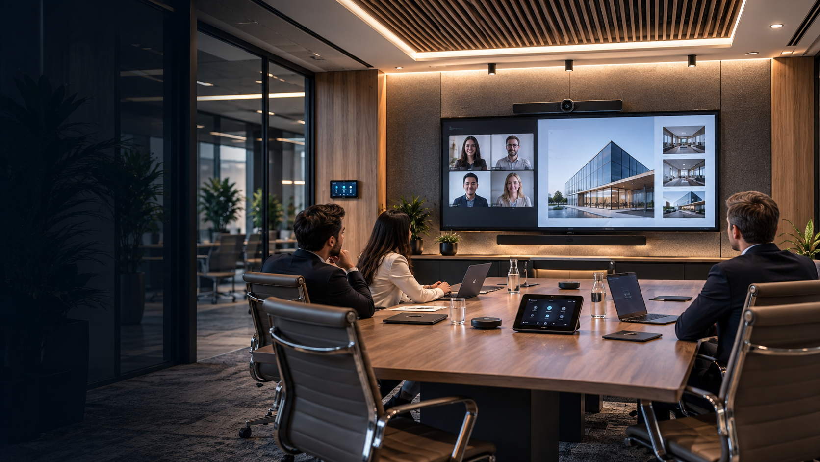 Integrated smart meeting room with hybrid collaboration technology