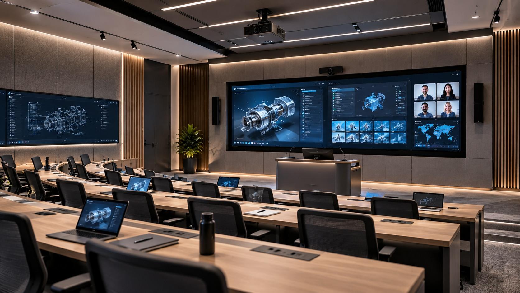 Smart university lecture hall with integrated AV and hybrid learning technology